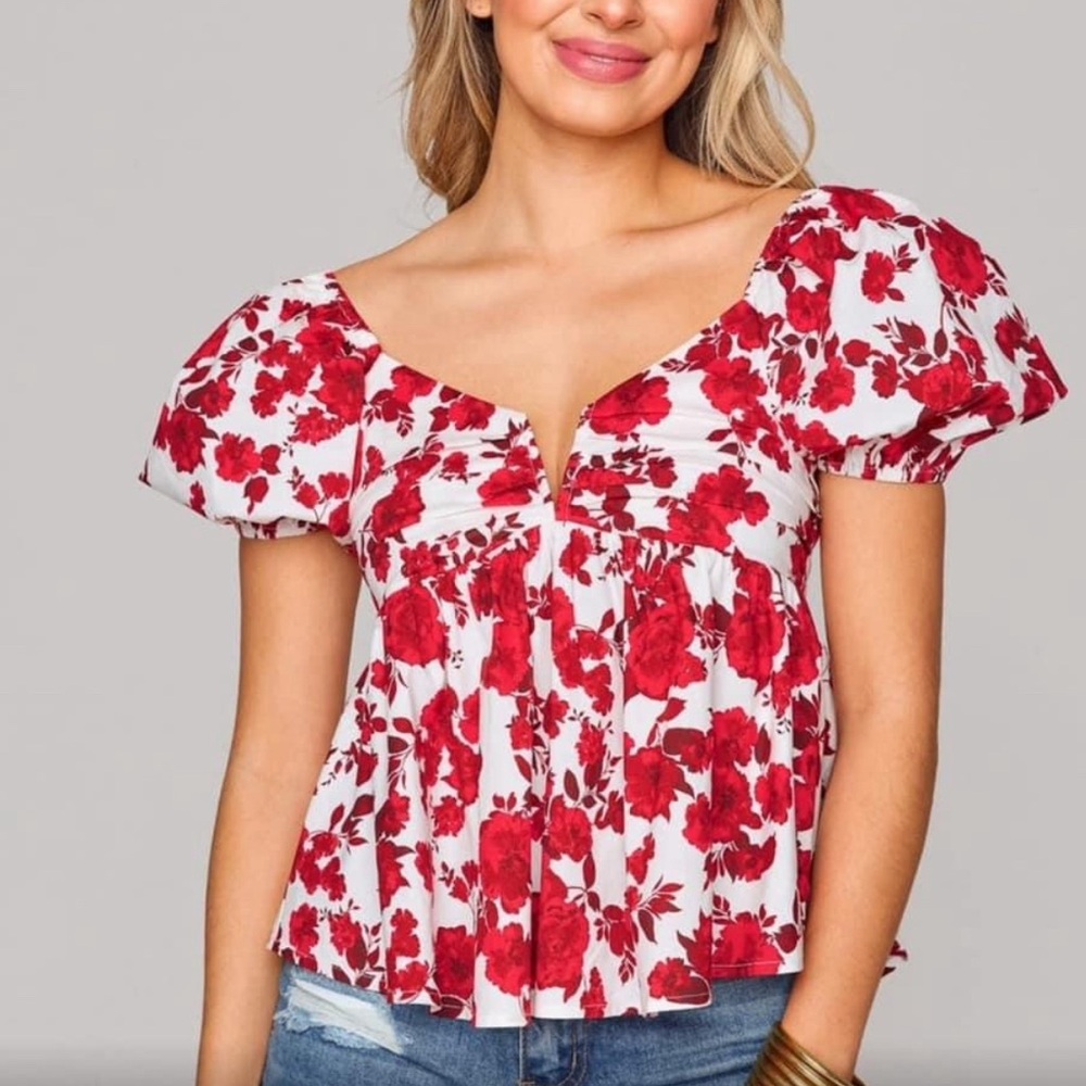 Buddy Love Floral Red top